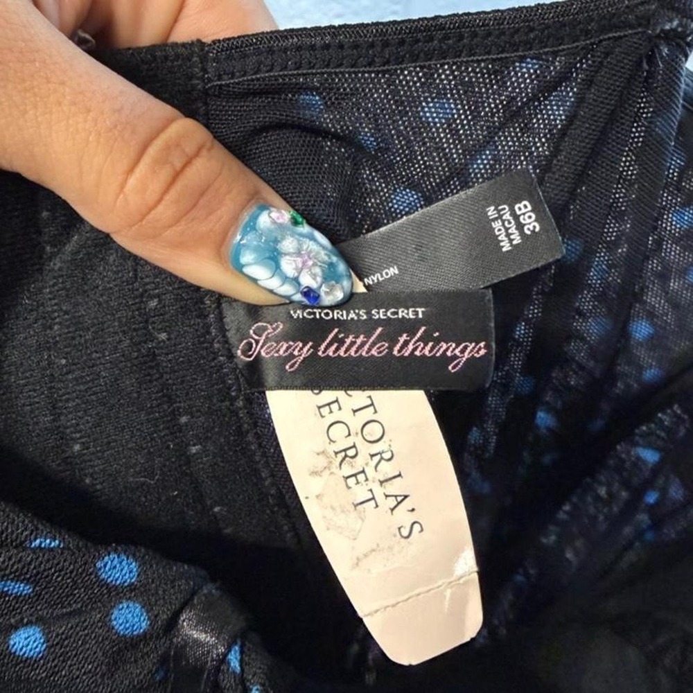 Victoria's Secret black with blue polka dot corset top - Picture 4 of 8